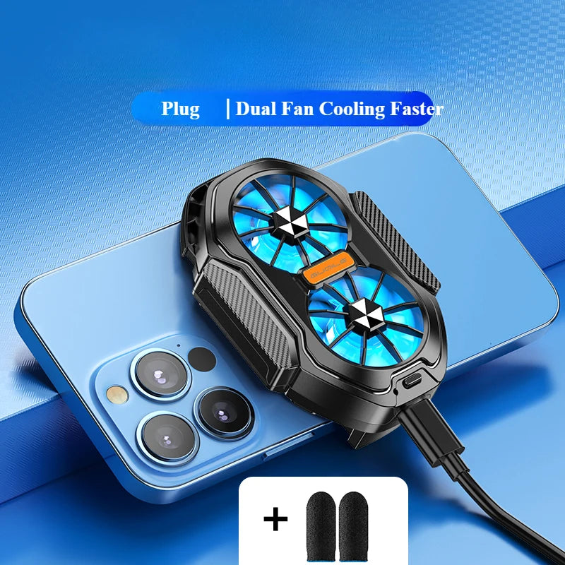 Dual-Fan Phone Cooler — Rechargeable USB Radiator Clip-On Mobile Cooling Fan
