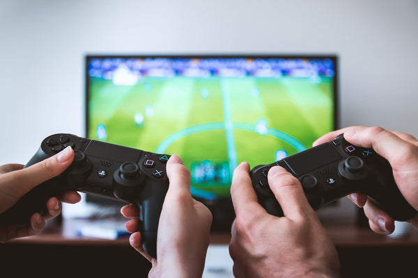 Person playing a video game