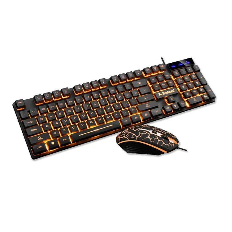 Wired Gaming Keyboard & Mouse Combo — Rainbow Backlit Set for PC / Laptop