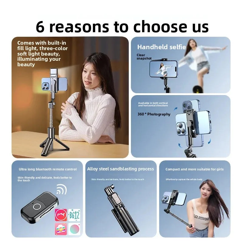 Selfie Stick for Mobile Selfie Tripod Stick Insta360 Smartphone Tripod Foldable Selfie Stick Tripod for Phone Holder Bluetooth