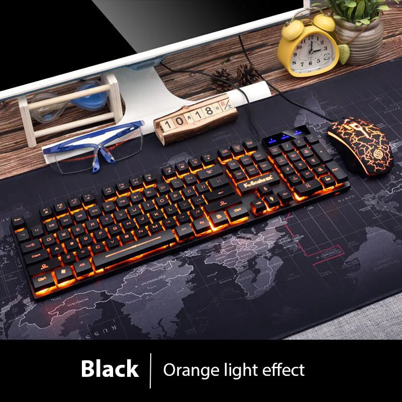 Wired Gaming Keyboard & Mouse Combo — Rainbow Backlit Set for PC / Laptop