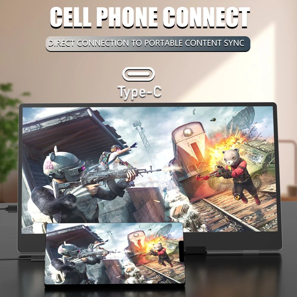 14-inch Portable Monitor — 1366×768 60Hz Slim Second Screen for Laptop / Console