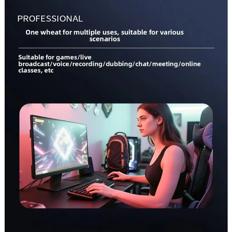USB Gaming Microphone Condenser Microphone for PC Gaming Ps4/Ps5/Mac/Mobile Phones with Cool RGB Lighting for Recording Mic