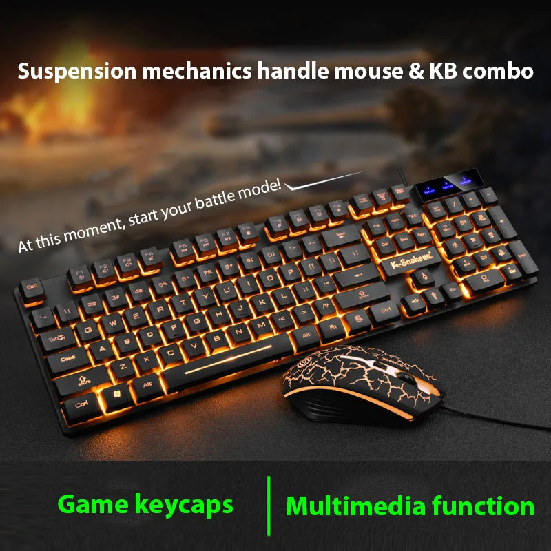 Wired Gaming Keyboard & Mouse Combo — Rainbow Backlit Set for PC / Laptop