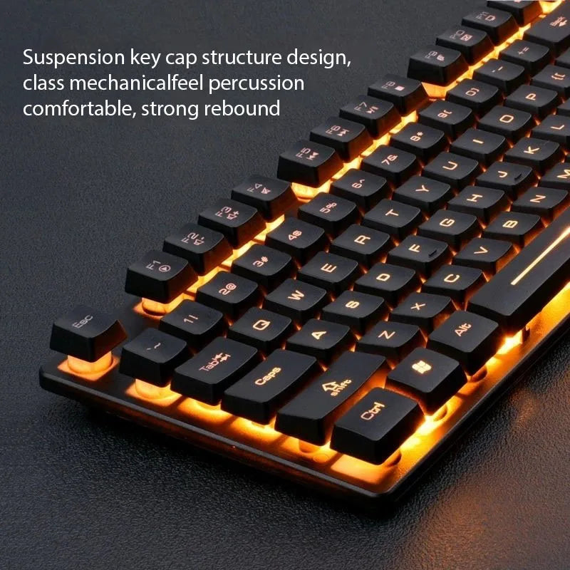 Wired Gaming Keyboard & Mouse Combo — Rainbow Backlit Set for PC / Laptop