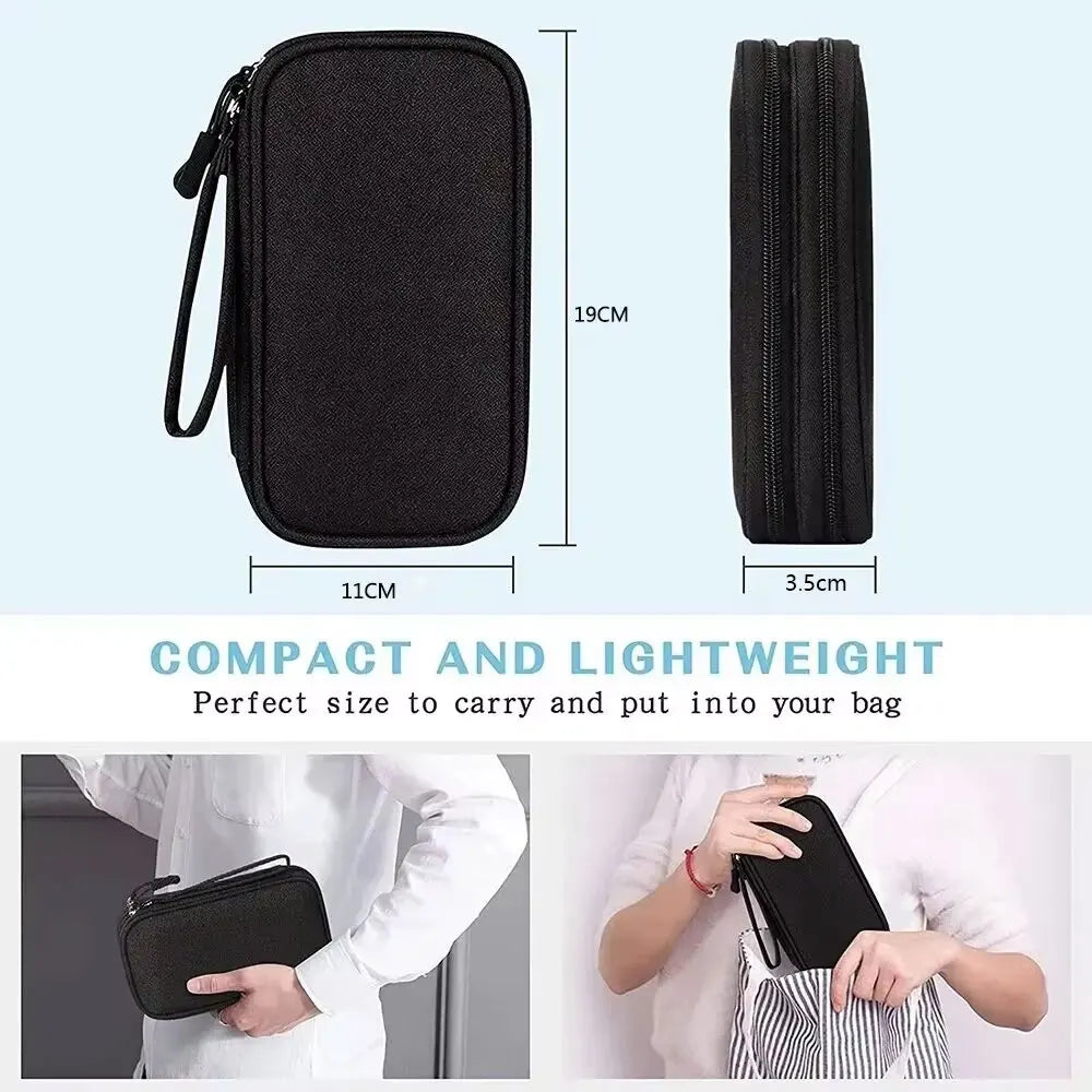 Travel Cable Organizer Pouch — Waterproof Double-Layer Storage Bag
