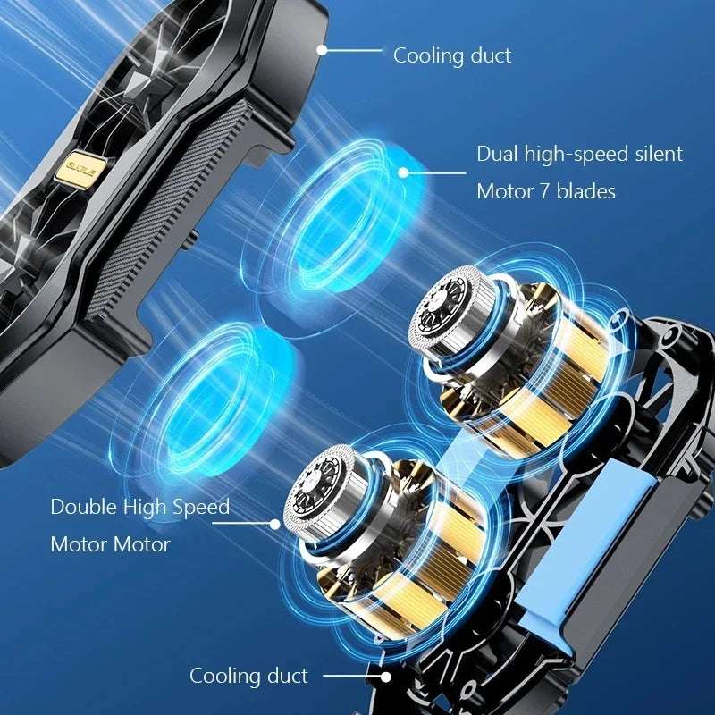 Dual-Fan Phone Cooler — Rechargeable USB Radiator Clip-On Mobile Cooling Fan