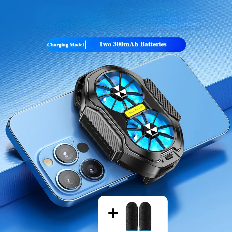 Dual-Fan Phone Cooler — Rechargeable USB Radiator Clip-On Mobile Cooling Fan