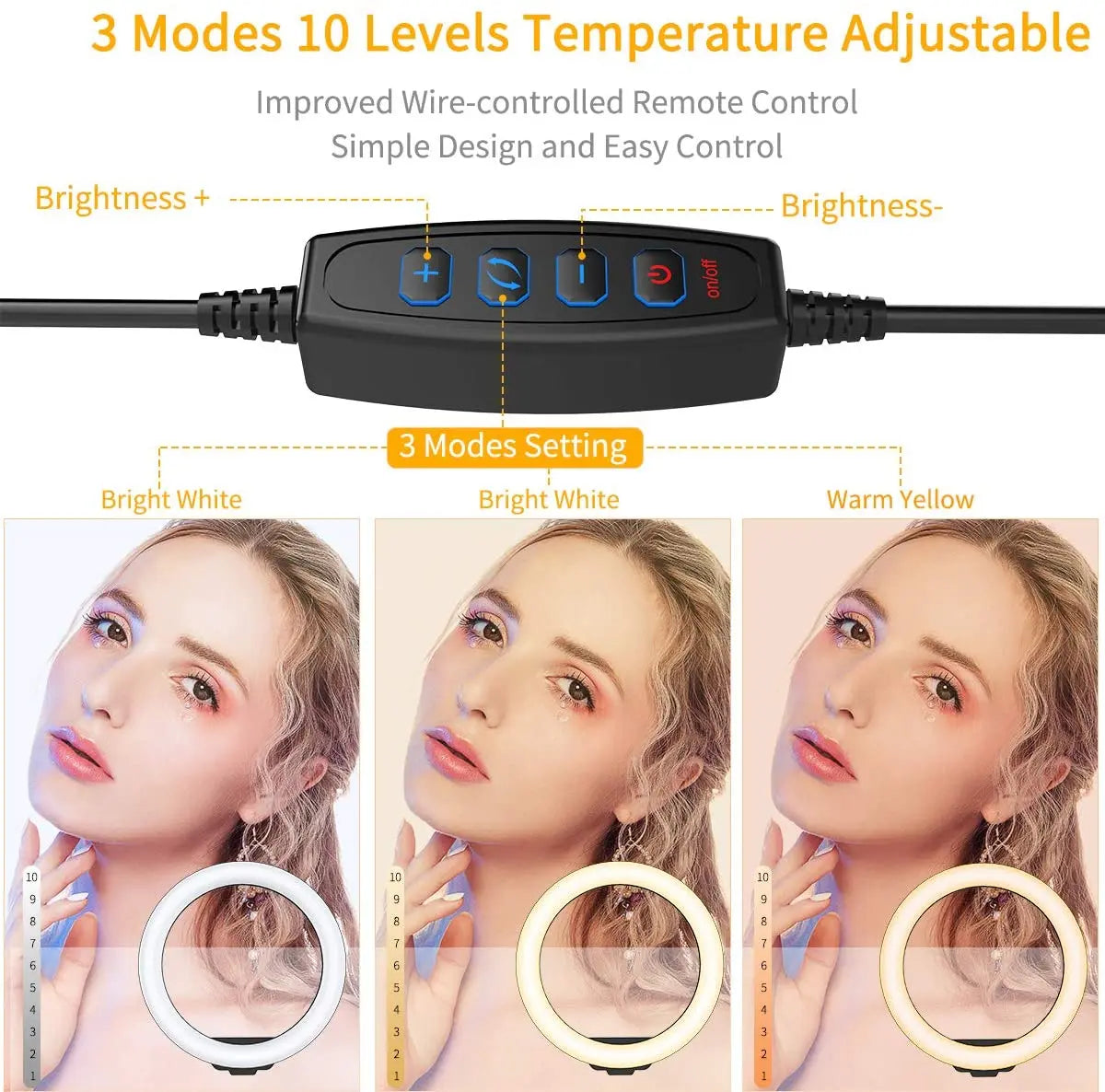 LED Selfie Ring Light Kit — USB Ring Lamp with Tripod & Remote for Video / Livestream