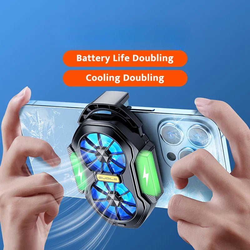 Dual-Fan Phone Cooler — Rechargeable USB Radiator Clip-On Mobile Cooling Fan