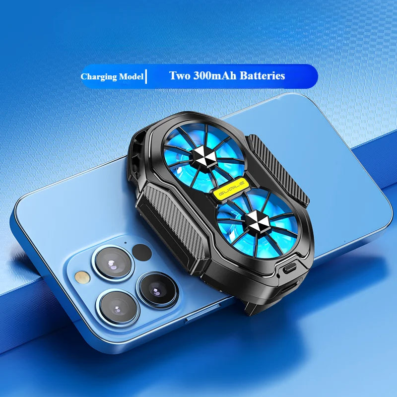 Dual-Fan Phone Cooler — Rechargeable USB Radiator Clip-On Mobile Cooling Fan
