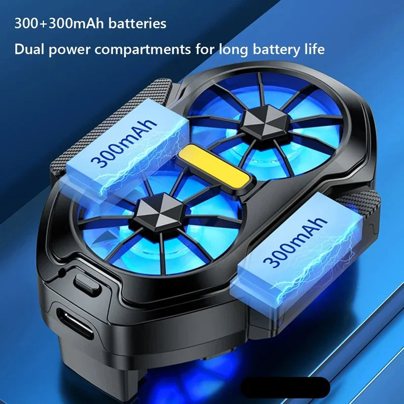 Dual-Fan Phone Cooler — Rechargeable USB Radiator Clip-On Mobile Cooling Fan