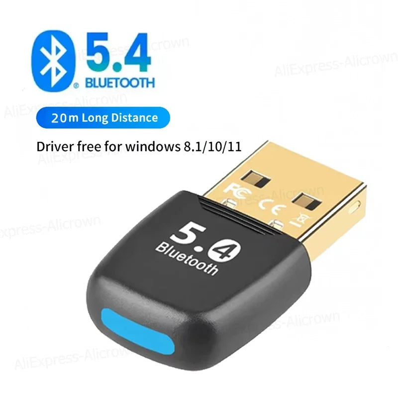 USB Bluetooth 5.4 Adapter Dongle — Wireless Receiver for PC / Laptop