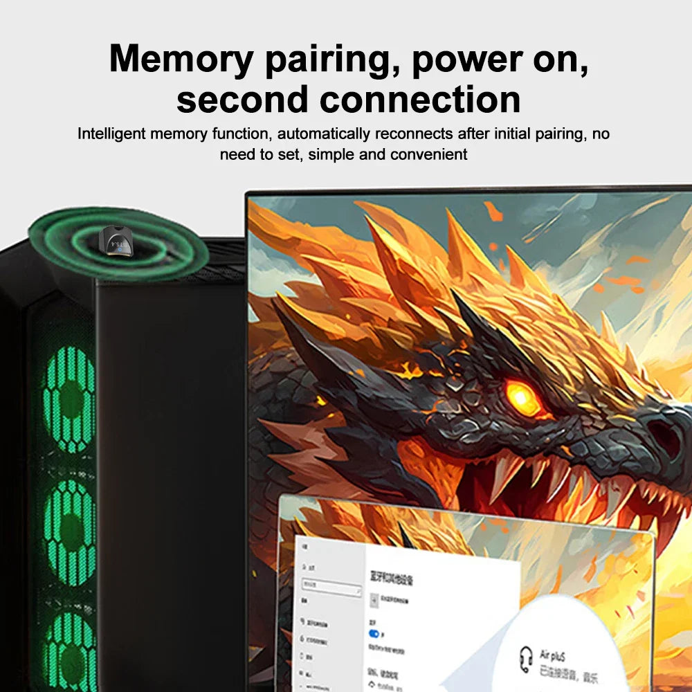 USB Bluetooth 5.4 Adapter Dongle — Wireless Receiver for PC / Laptop