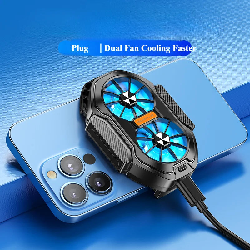 Dual-Fan Phone Cooler — Rechargeable USB Radiator Clip-On Mobile Cooling Fan