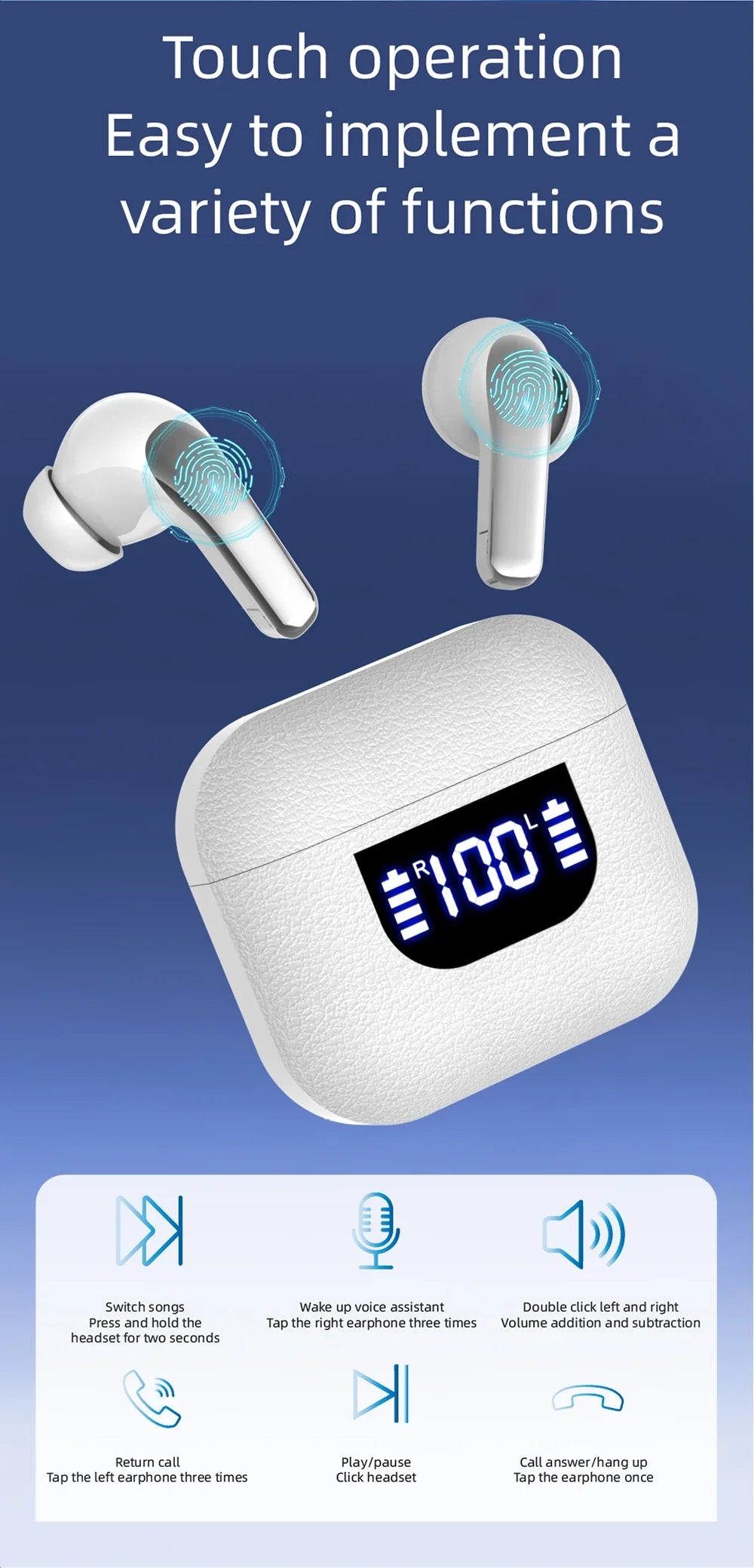 K07 Wireless Earphones Bluetooth Active Noice Cancellation Wireless Earbuds Bluetooth 5.3 Headphones TWS with LED Display